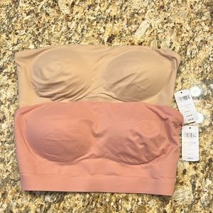Enbliss bandeau style bras in tan and dusty rose colors